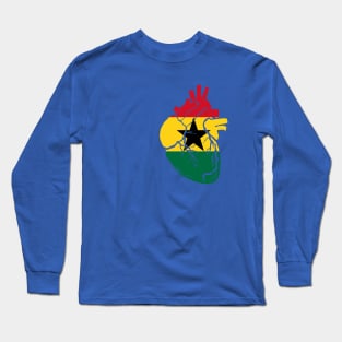 Anatomical heart design, Ghana flag Long Sleeve T-Shirt